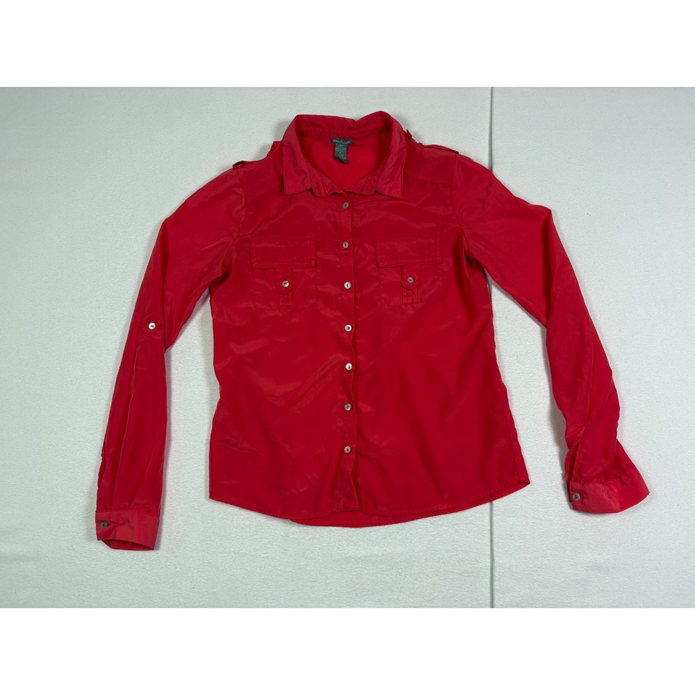 Charlotte Russe Womens Red Long Sleeve Button Down Utility Shirt Small